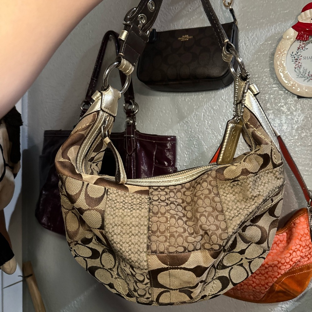 Coach Patchwork Brown and Tan Shoulder Bag